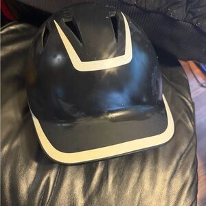 Black Riding Helmet with White Accents